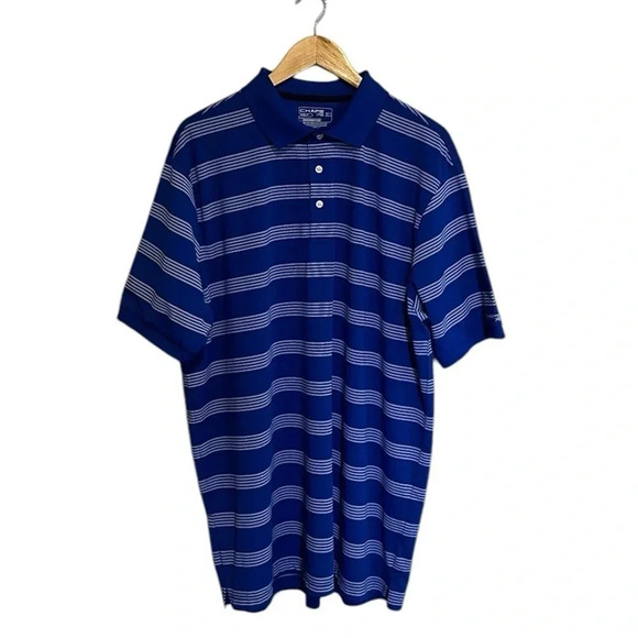 Chaps Golf 78 Men’s Blue Stripe Casual Short Sleeve Golf Polo Shirt Size XLT - Picture 1 of 5